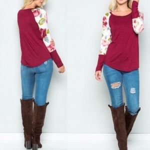 Floral contrast long sleeve top